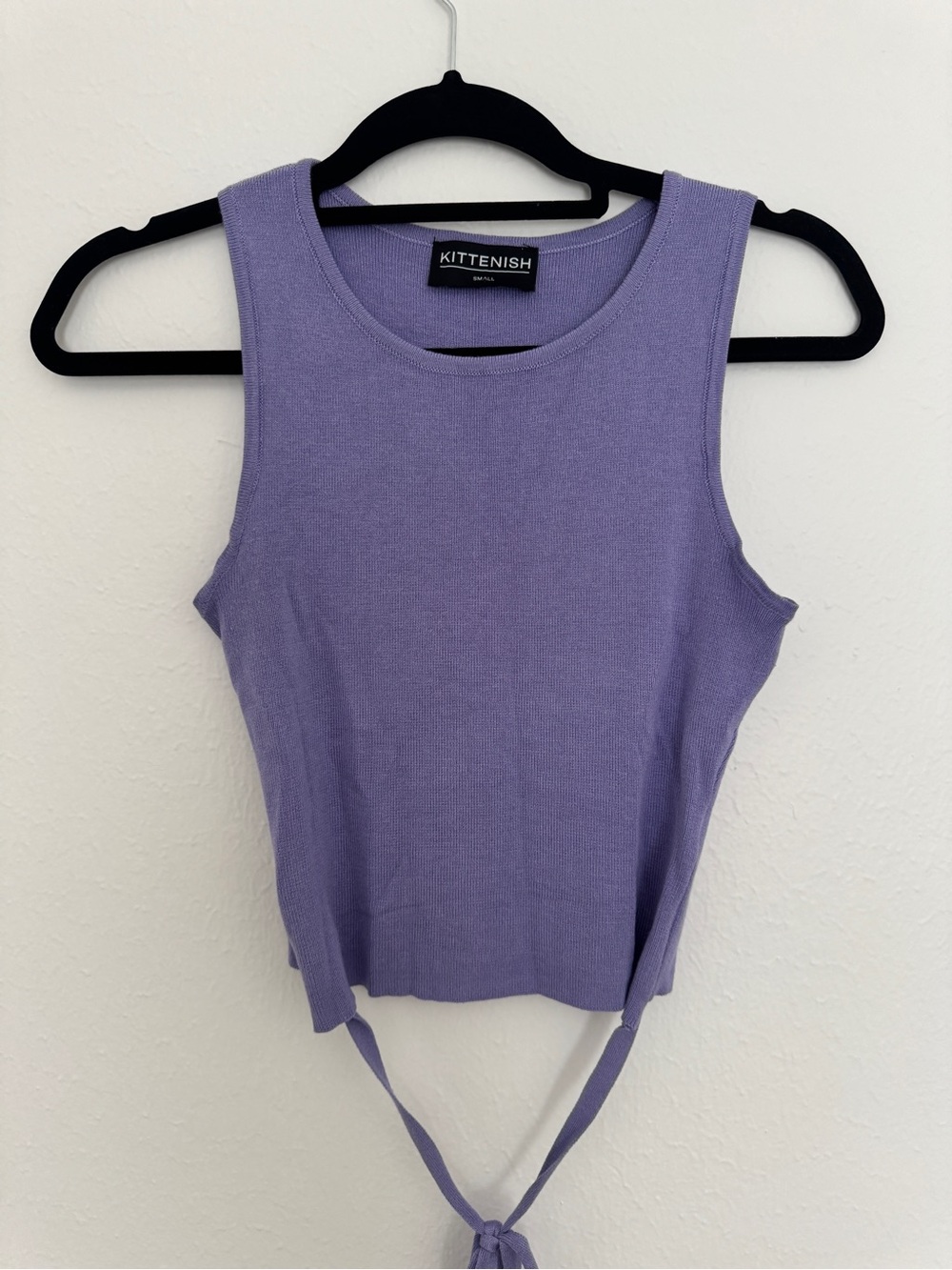 Kittenish Lavender Tie-Back Ribbed Tank